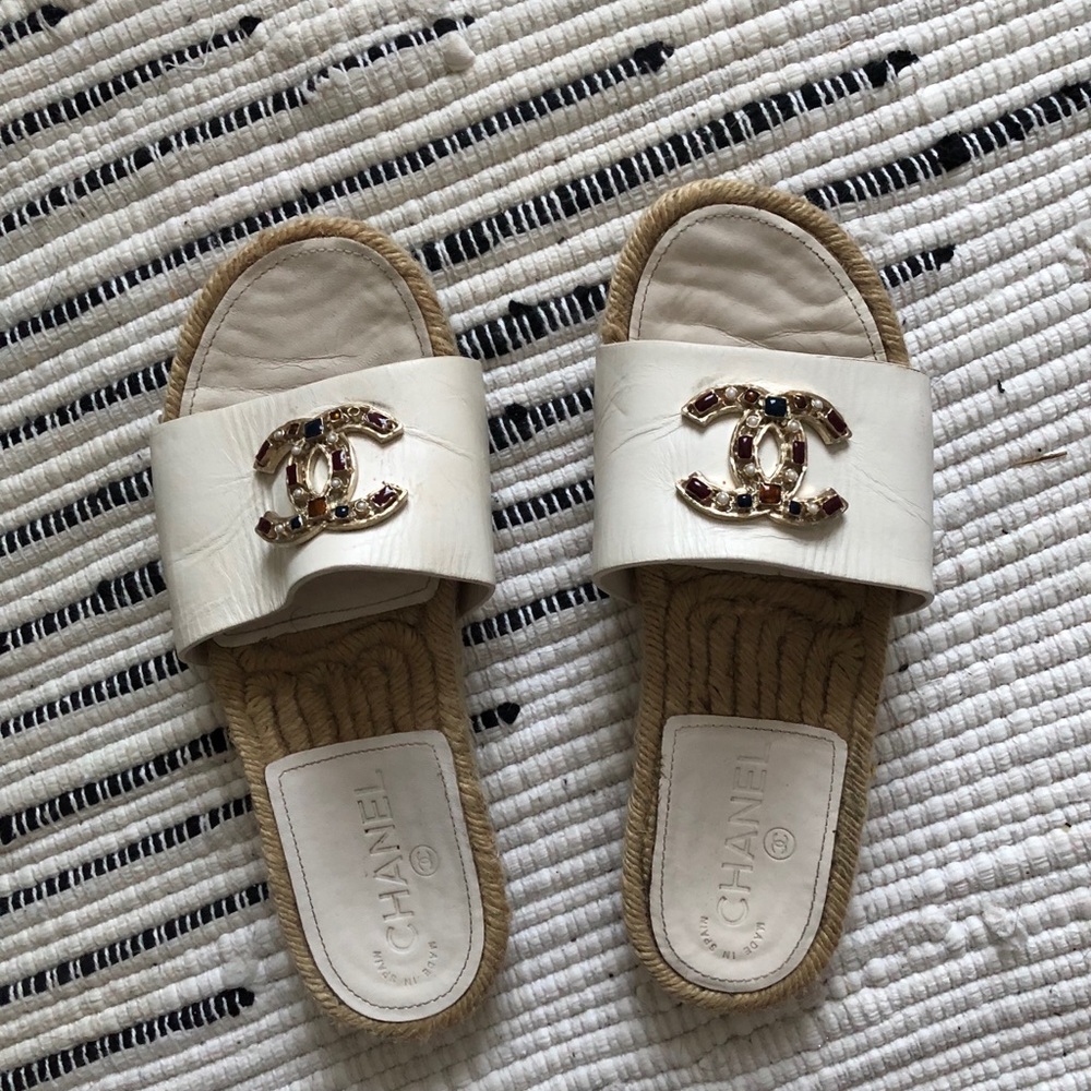 SOLD* Chanel Espadrille Slides Sandals